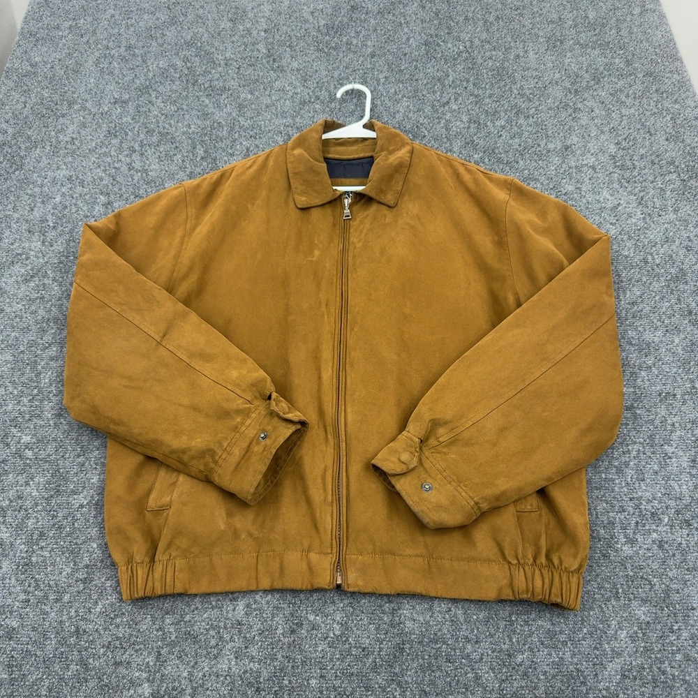 Jos A Bank Bomber Jacket Mens M Brown Microfiber Full Zip Harrington Classic